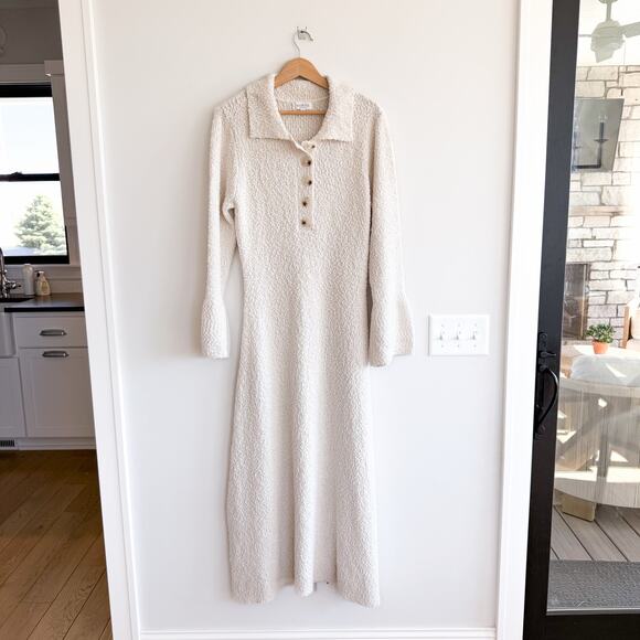 Worth Collective Dresses & Skirts - Worth Collective Collared Bell Sleeve Knit Maxi Dress White XL